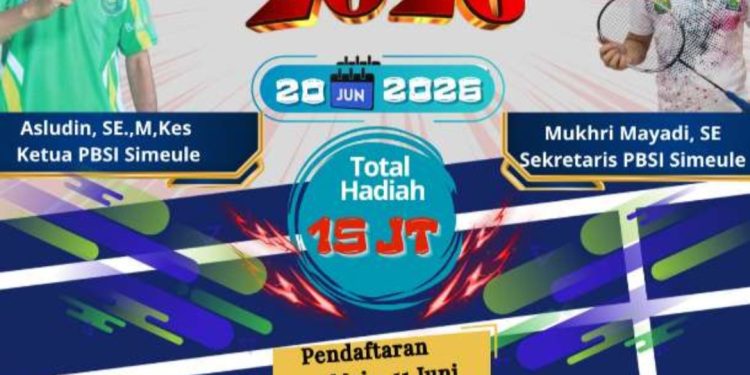PBSI Simeulue Gelar Kejurkab, Pendaftaran Hingga 11 Juni 2026